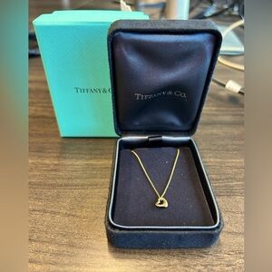 Tiffany Elsa Peretti Open Heart Pendant 7 mm Yellow Gold